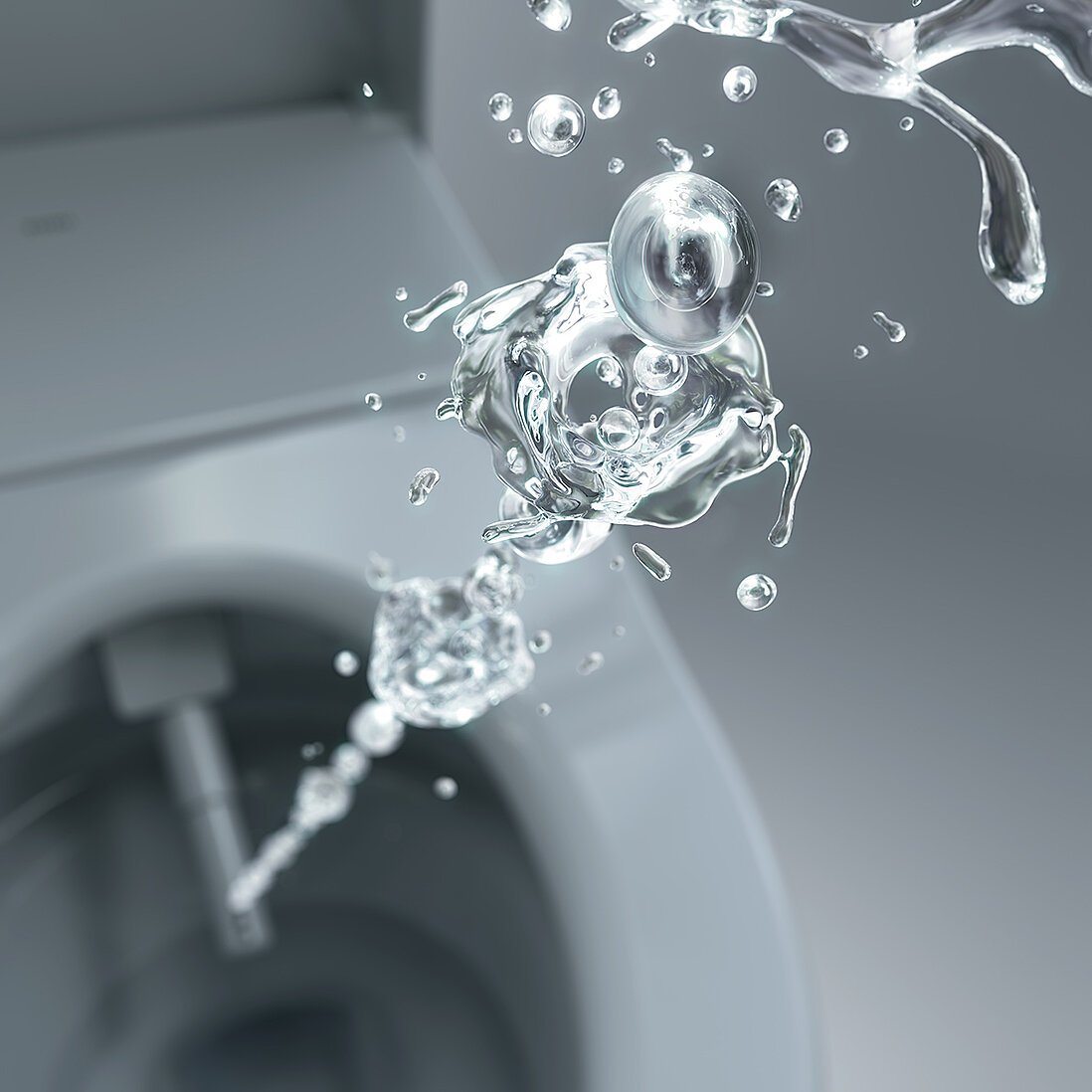 Bild zeigt eine WASHLET-Düse mit Warmwasser