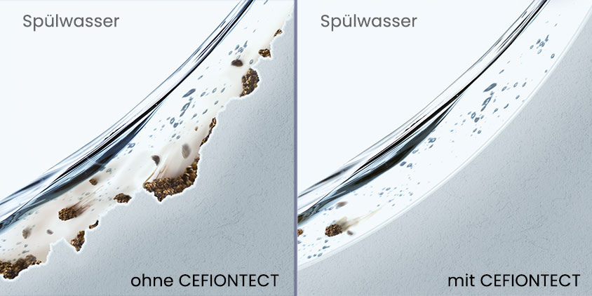 CEFIONTECT Glasur Vergleich: mit und ohne CEFIONTECT Glasur